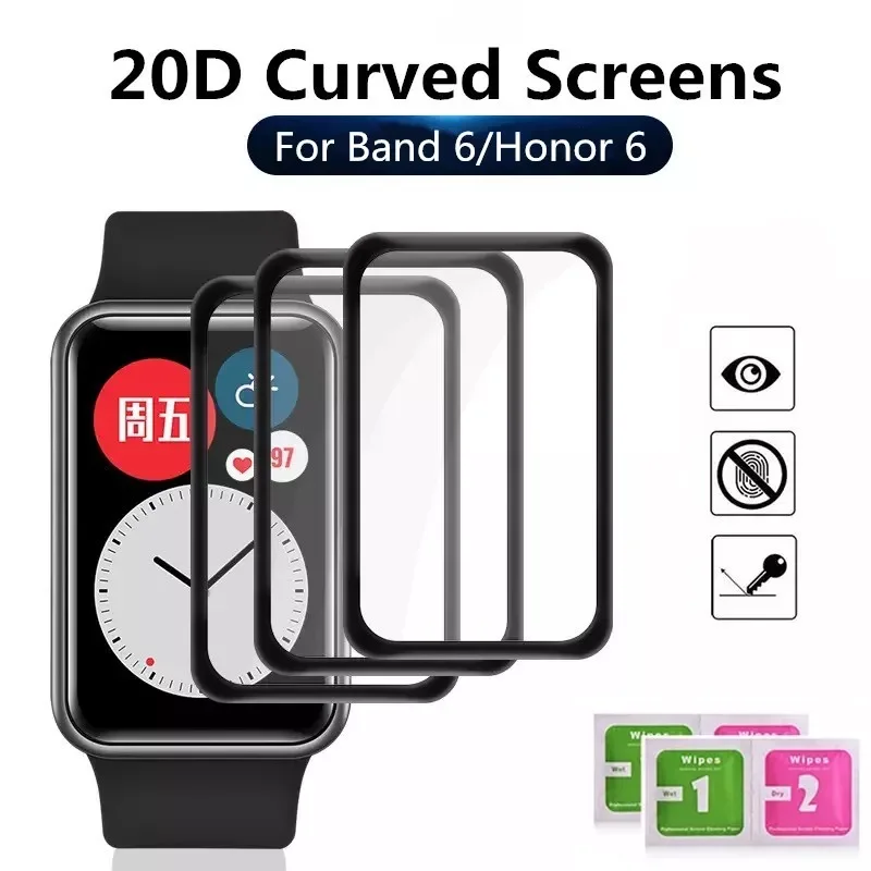 2023 г., трендовая мягкая стеклянная пленка для смарт-часов Huawei Watch Fit, полноэкранная Защитная пленка для Huawei Bnad 6 7 Band 6, ремешок для крышки