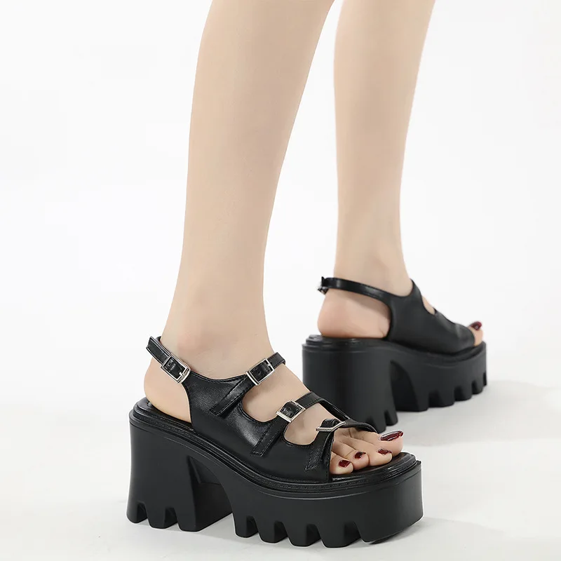 Platform Sandals Women Chunky High Heels Ladies Shoes Thick Bottom Sandalias Mujer Buckle Strap Casual Women's Shoes Summer 2023