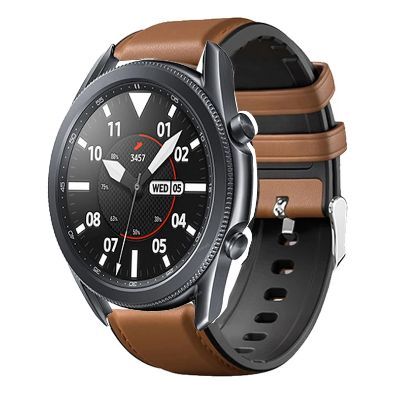 

Браслет силиконовый для Samsung Galaxy Watch 3 41 мм 45 мм, кожаный ремешок для наручных часов Galaxy Watch 42 мм 46 мм S3, 22 мм 20 мм