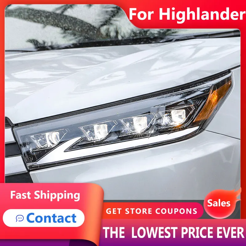 Фара HANA для Toyota Highlander светодиодные фары 2018-2021 DRL указатель поворота дальний свет
