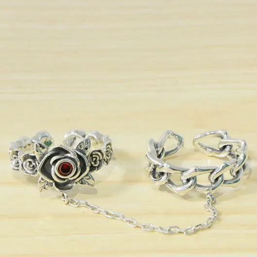 

s925 sterling silver ring unique design texture creative personality single rose light luxury high-end jewelry