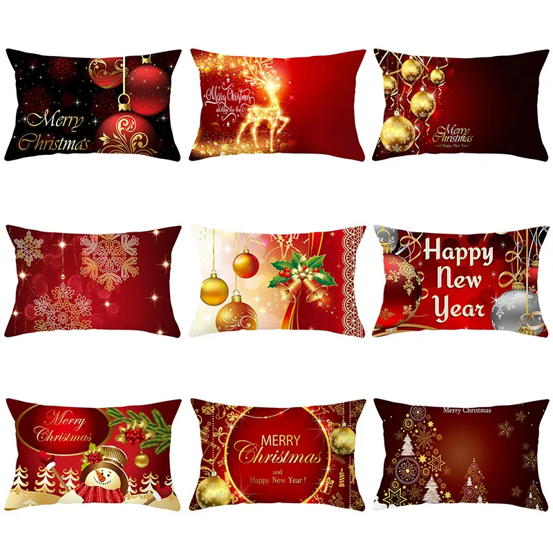 

Christmas Pillowcase Polyester Cushion Cover 30*50 Color Ball Pattern Pillow Cover Sofa Cushion Holiday Decorative Throw Pillows
