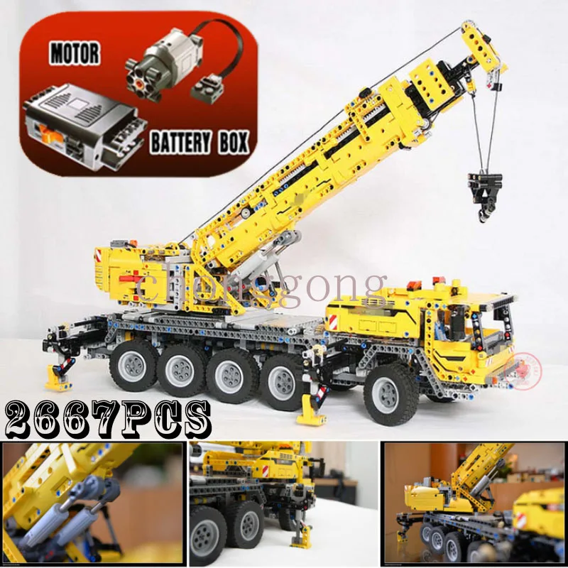 

Classic Engineering vehicle Motor Power Mobile Crane Mk II fit 42009 Model Building Kits Blocks Bricks Gift Toys Birthday gifts