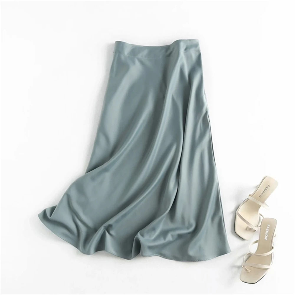 

Retro long skirt women's high waist, fashionable solid color long skirt, elegant, medium length, women's 2021