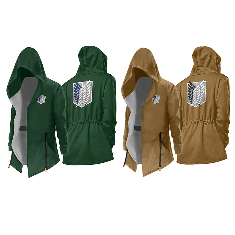 Купи Attack On Titan Scout Regiment Cosplay Hoodie Drawstring Jacket Coat Hooded Sweatshirt за 574 рублей в магазине AliExpress