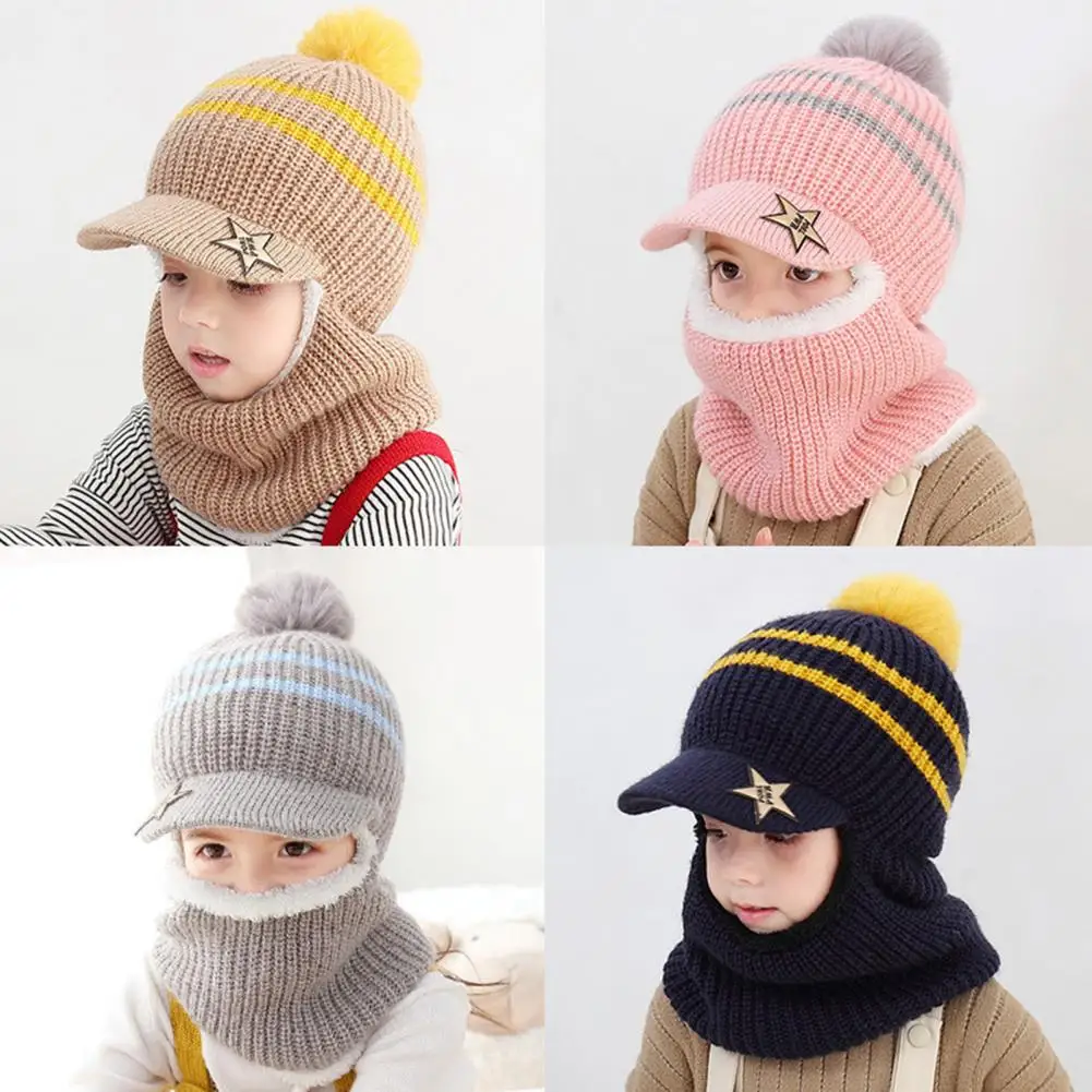 

Unique Baby Hat Wide Brim Elastic Infant Winter Knitting Baseball Scarf Hat Breathable Baby Cap for Outdoor