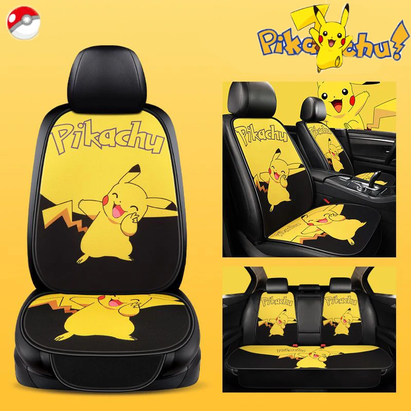 

Pokemon Pikachu Kawaii Car Cushion Cartoon Breathable Linen Car Cushion Protection Cover Summer Cool Cushion Fits Most Model