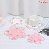 2pcs japan style cherry blossom heat insulation table mat anti skid cup coaster anti skid tea cup milk mug coffee cup coaster
