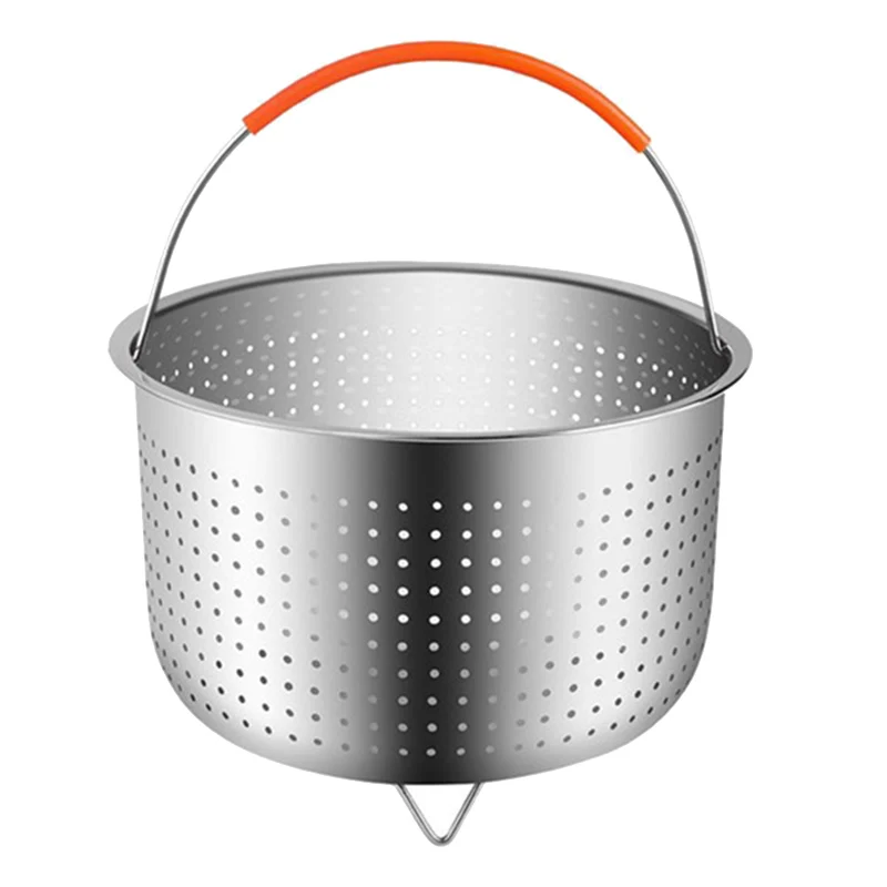 

Stainless Steel Steamer Basket Rice Cookert Accessories for 8 Qt Pressure Cooker with Silicone Covered Handle