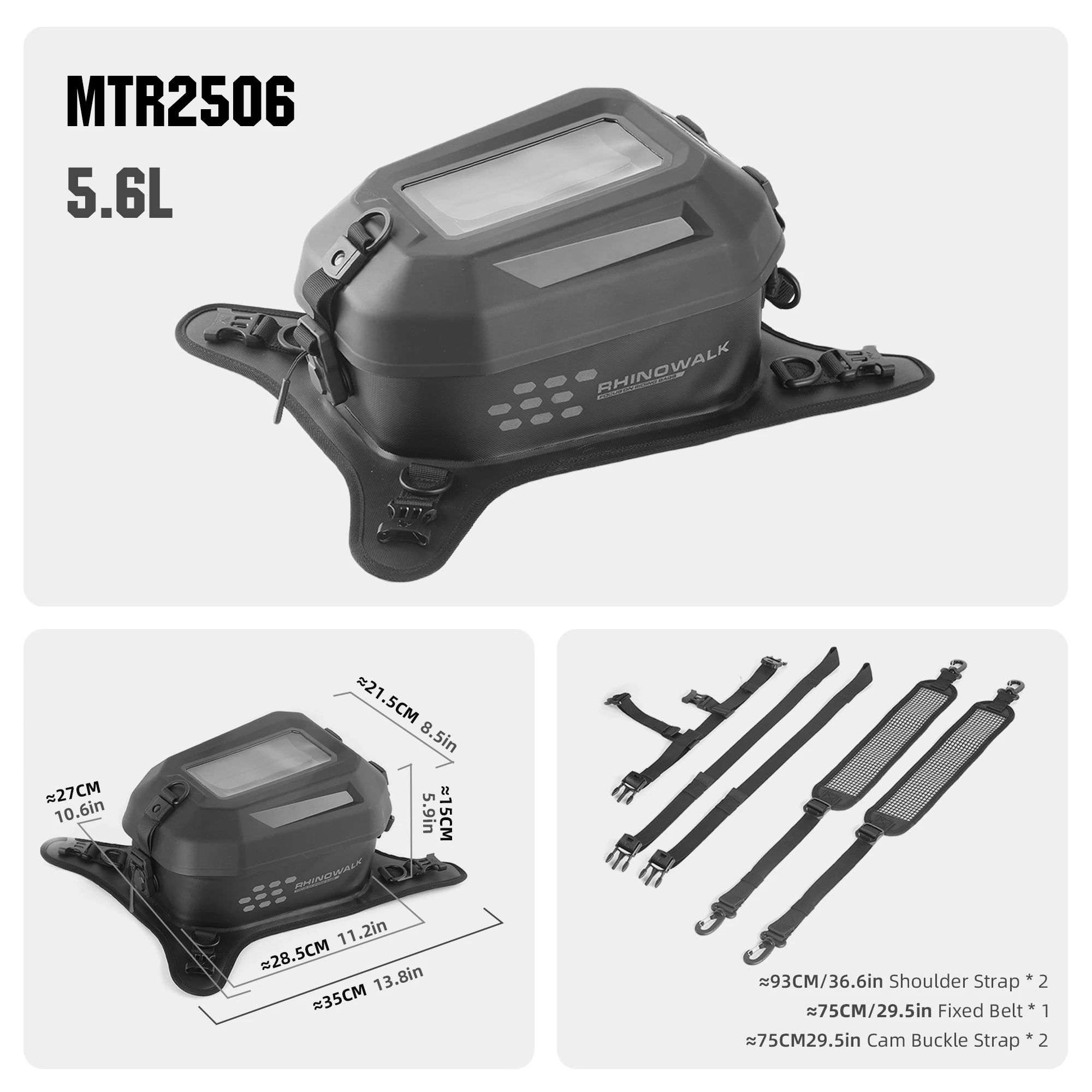 

Rhinowalk мотоциклетная сумка на бак 5,6 л водонепроницаемая многофункциональная сумка для телефона Nav Drone и сумка для камеры рюкзак с магнитным клапаном и сенсорным экраном