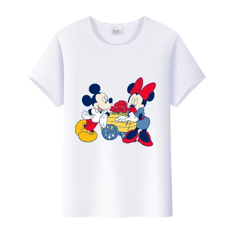 

Милые футболки с рисунком Микки Мауса и Минни, футболки с рисунком Диснея для женщин, летние топы, детская одежда оверсайз Y2K, белая Готическая блузка