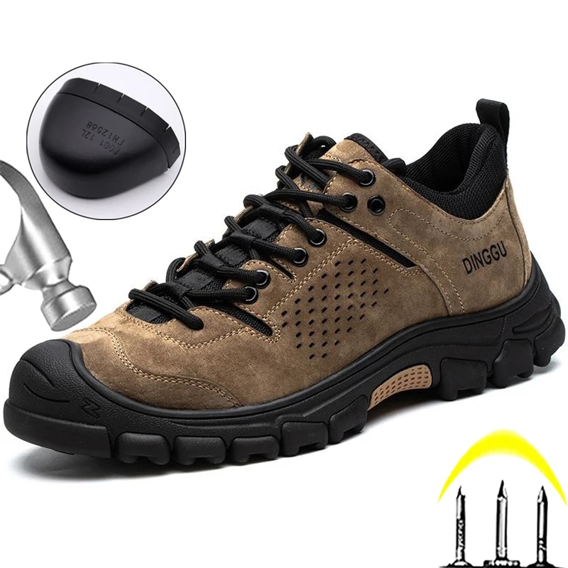 

Мужские строительные рабочие ботинки, неразрушаемые защитные ботинки, мужские кроссовки со стальным носком, модель 2023 промышленные ботинки, защита от ударов и проколов