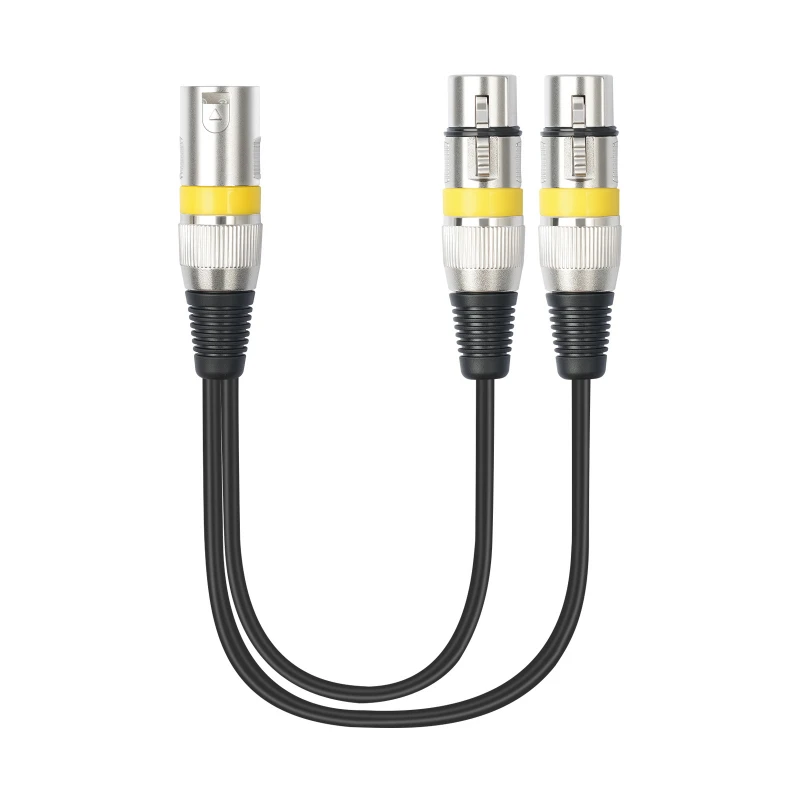 

Аудиокабель XLR от 1 до 2, 3-контактный разъем-адаптер для микрофона Canon Stage, 1 точка, 2 штекера из цинкового сплава, 30 см, многоцветный