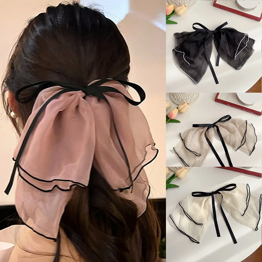

Oversize Fashion Hair Clip Barrette Girls Summer Mesh Ponytail Hairpins Women Bow Elegant Headwear Hair Accessories