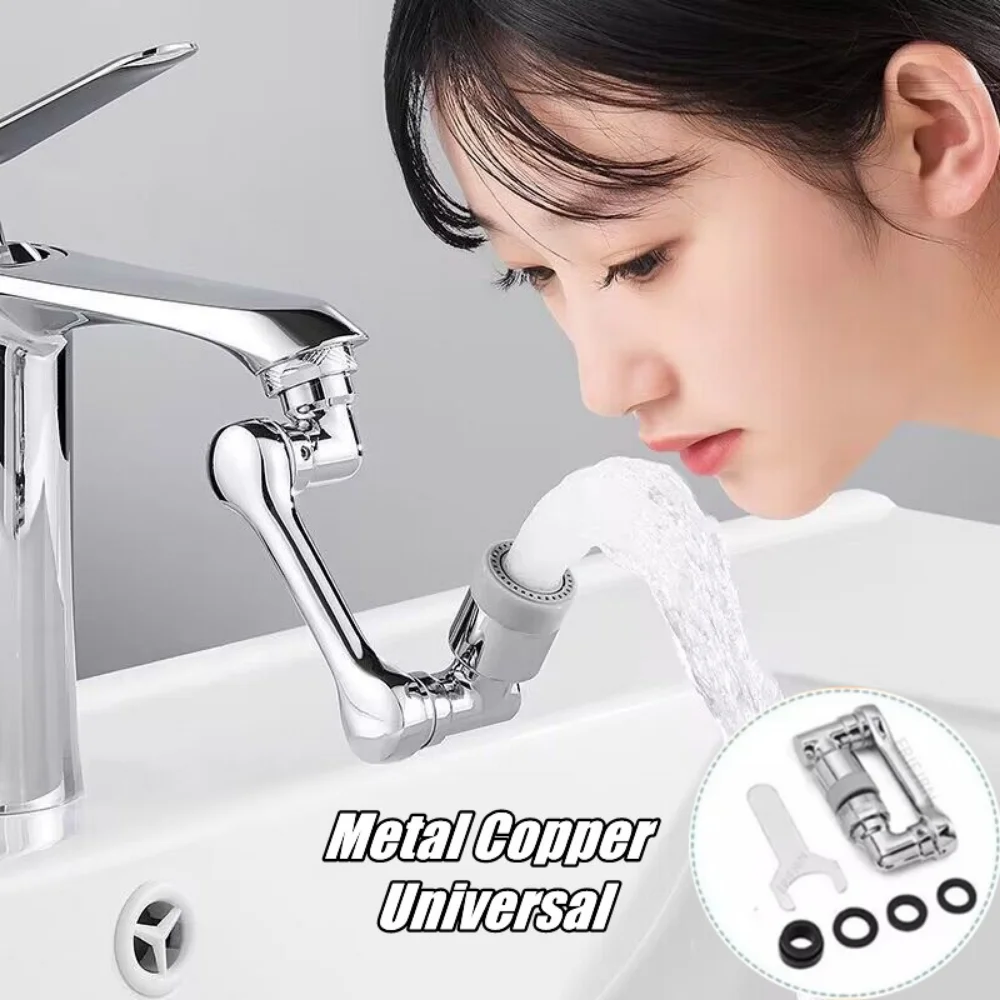 Metal Universal 1440 °Swivel Extension Faucet Aerator 2 Water Faucets Bubbler Nozzle for Kitchen Sink Tap Extender Sprayer Head