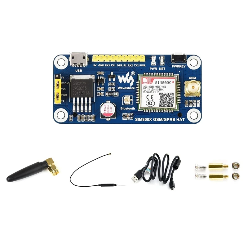 

Waveshare GSM/GPRS/Bluetooth HAT For Raspberry Pi 2B/3B/3B+/Zero/Zero W Jetson Nano Based On SIM800C Send Messages Connect