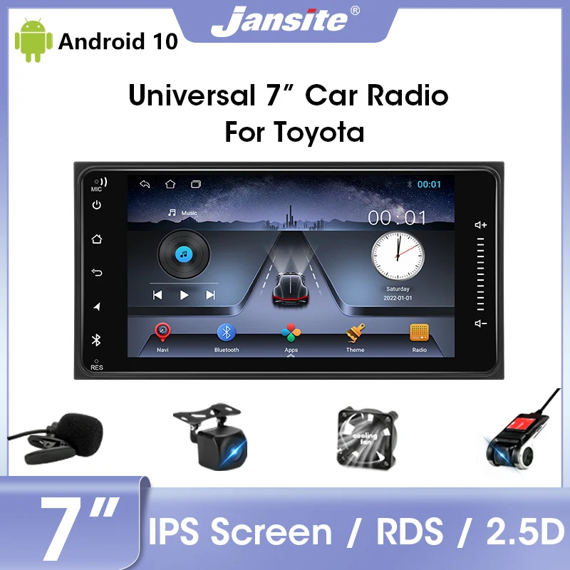 

Jansite Universal 7" Car Radio For Toyota 2 Din Android 10.0 Multimedia Video Player WIFI IPS RDS DSP GPS Navigaion Head Unit FM