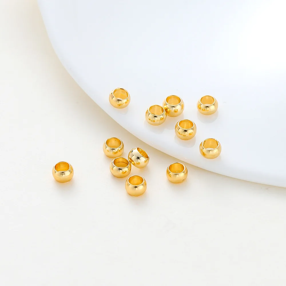 

100PCS 14K/18K Gold Color Crimp Beads Covers Crimp End Beads Stopper Spacer Beads For DIY Jewelry Making Findings Supplies