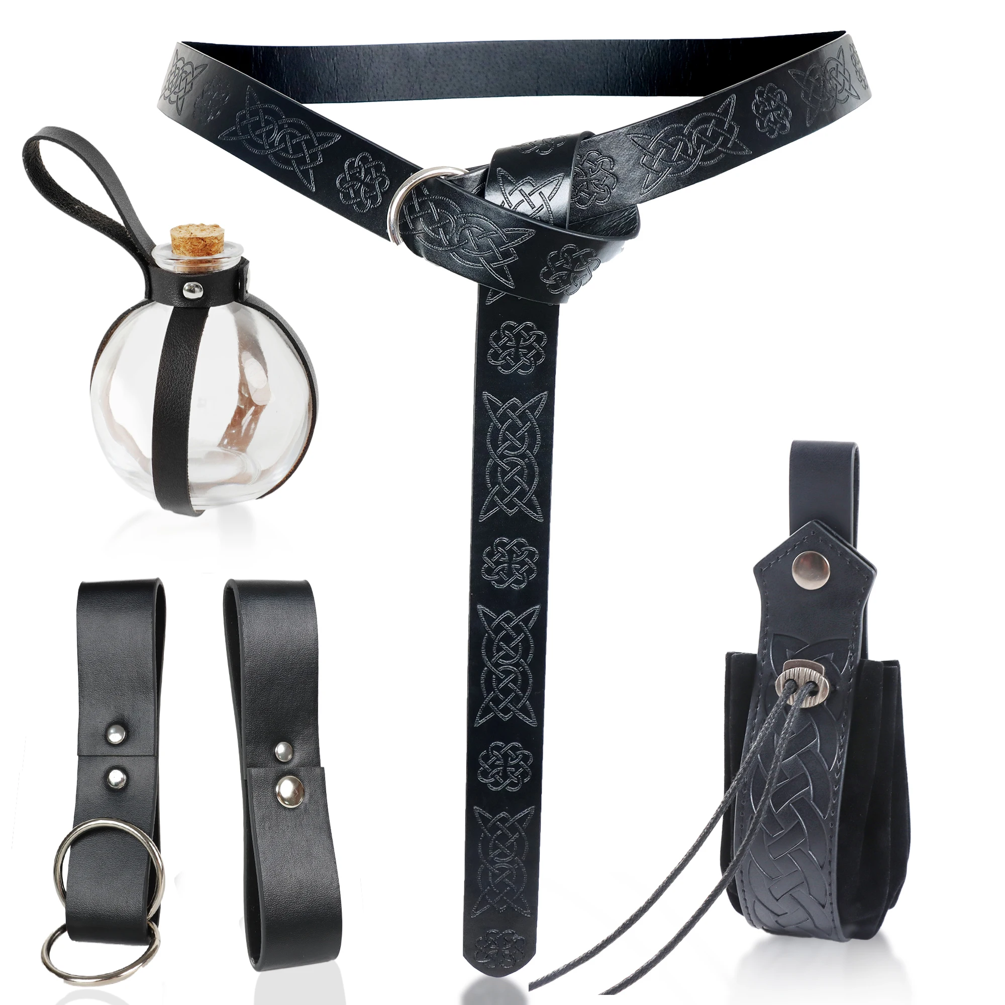 Средневековая поясная сумка из искусственной кожи алхимии 1 пробковой бутылки с