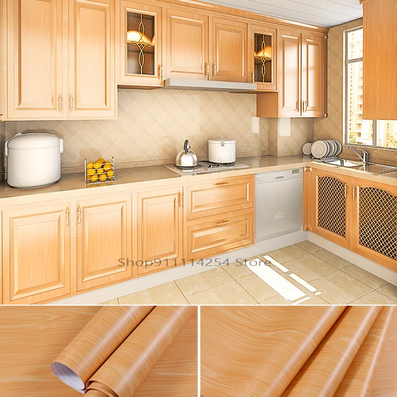 

Thickened Wood Grain Home Wall Sticker Self Adhesive Vinyl Home Decor Wallpaper Waterproof Wardrobe Wardrobe Desktop Wallpaper