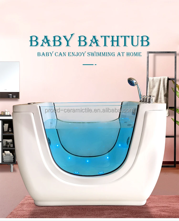 

1100mm thermostatic baby spa bathtub, led lights freestanding baby bath tub, Acrylic baby bathtub