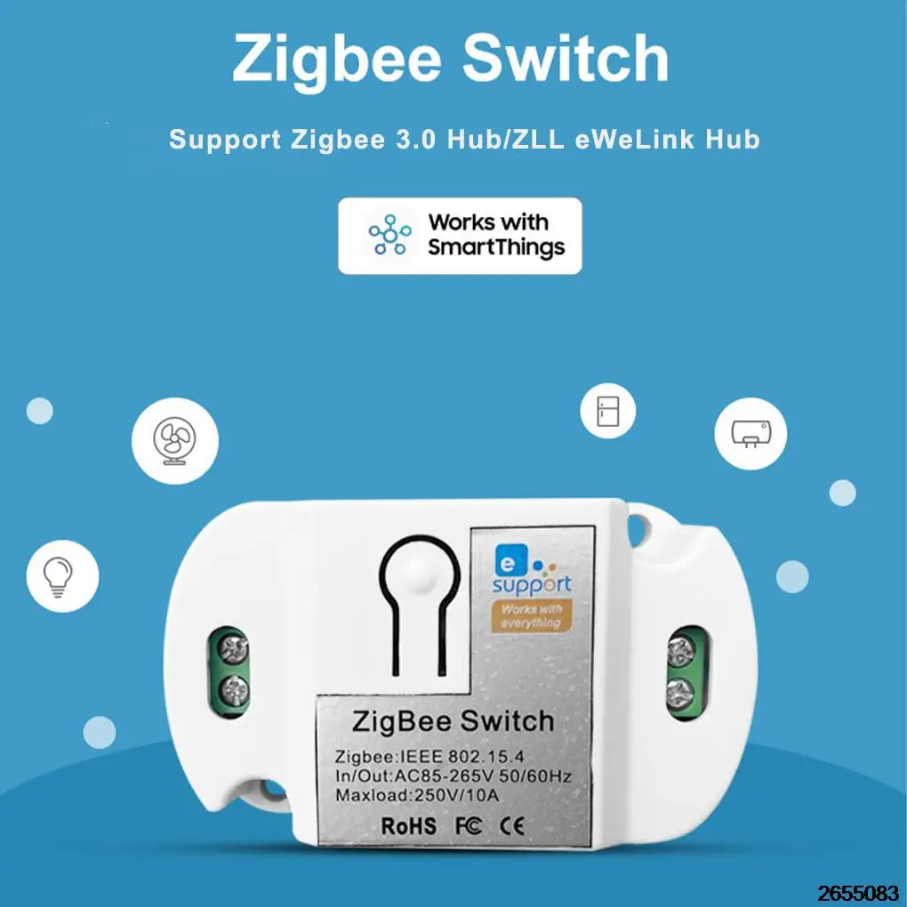 

eWelink Switch Controller ZigBee Light Fan Ceiling Lamp Module Mobile Phone App Voice Control Water Heater Load AC 85-265V