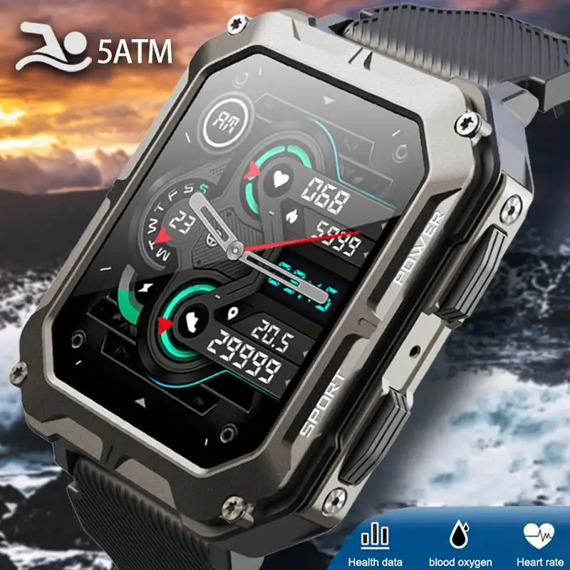 

2023 C20 Pro IP68 Waterproof Men Swimming Diving Outdoor Sports Smart Watch Bluetooth Call Blood Pressure Detection Smart Watch