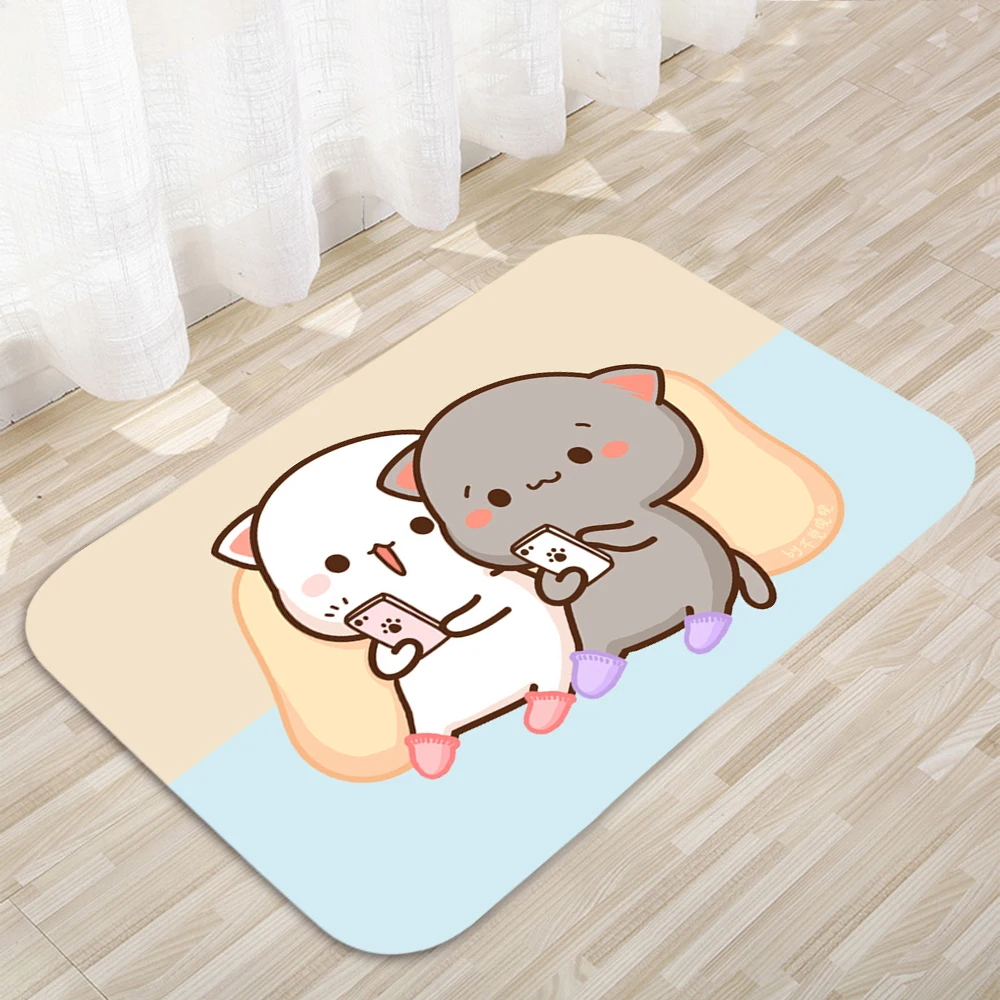 

Peach and Goma Cat Floor Mats Home Couple Cute Floor Mats Carpet Door Mats Modern Home Decor Carpets108