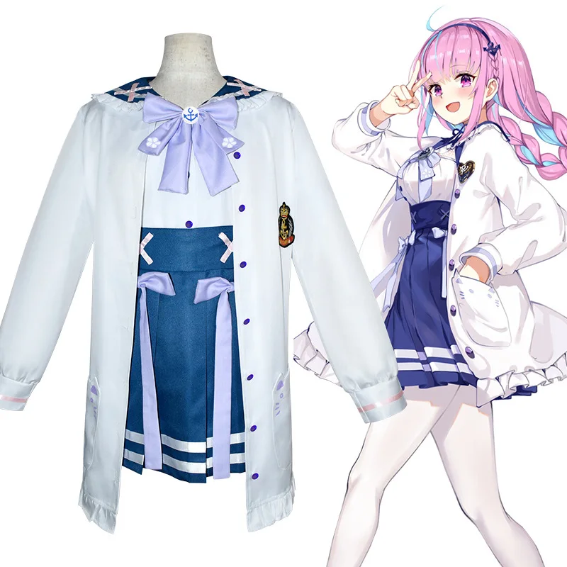 

Anime VTuber Hololive Minato Aqua Cosplay Costume Lolita Girls SJ School Uniform Cute Bowknot Pleated Skirt Sailor Suit Clothing