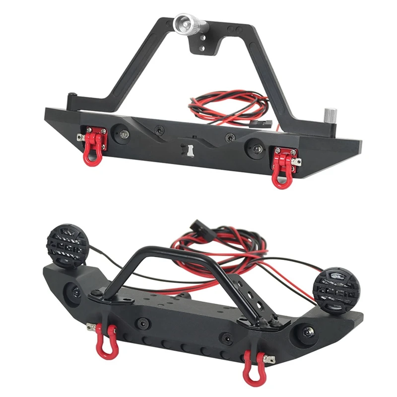

2Set Metal Bumper With Led Lights For 1/10 RC Crawler Axial SCX10 90046 SCX10 III AXI03007 TRAXXAS TRX4,Rear & Front