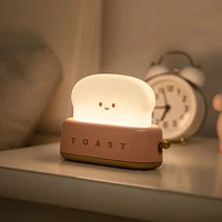 led creative cute bread maker night light usb charging dimming lighting table lamp student bedside timing with sleeping light