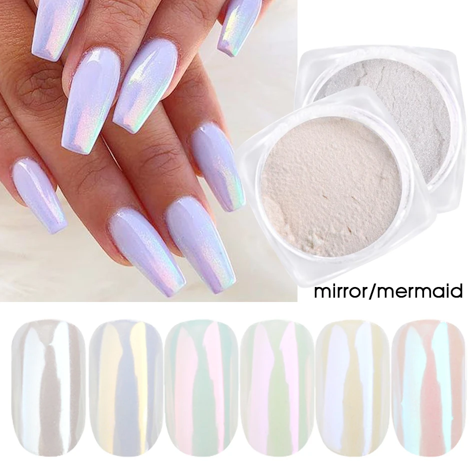 

1 Box Pearl Nail Glitter Powder Neon Shimmer Mirror Mermaid Dipping White Purple Nail Chrome Pigment Dust Nail glitter dust