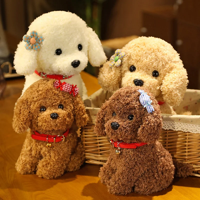 

22-25CM Simulation Animal Teddy Dog Plush Toy White Brown Dog Doll Cartoon Soft Cotton Blend Stuffed Toy Kid Pet Figurine Gift