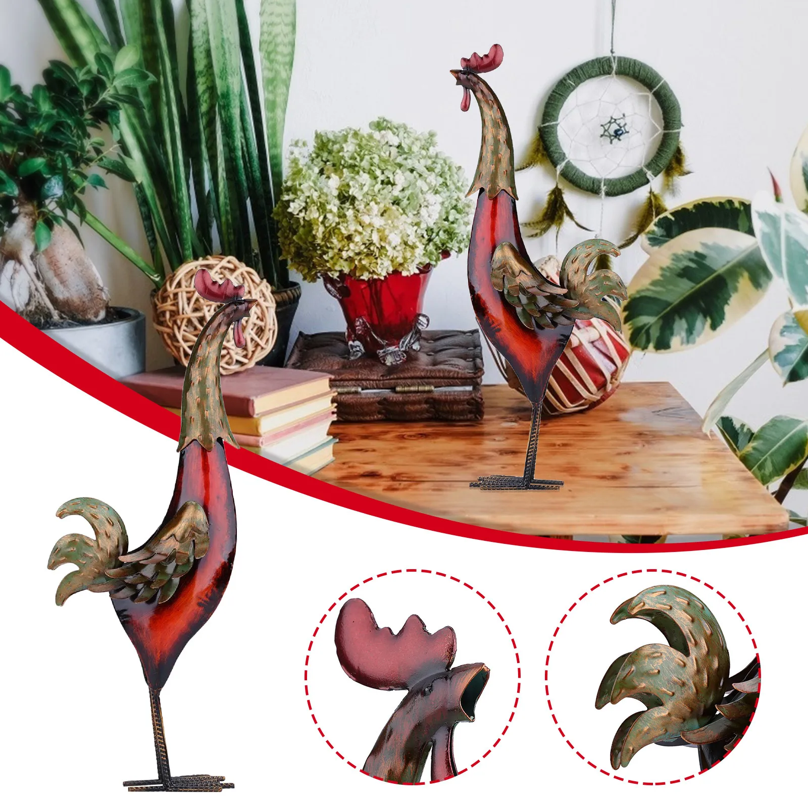 

Artwork Carved Sculpture Iron Furnishing Metal Craft Gifts Home Rooster Decoration & Hangs