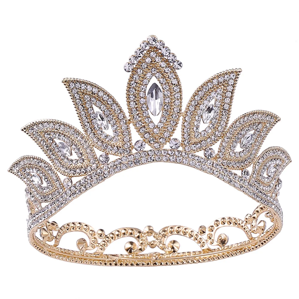 

Miss Universe Queen Big Round Crowns Crystal Bridal Jewelry Tiaras Baroque Rhinestone Pageant Diadem Weddings Hair Accessories