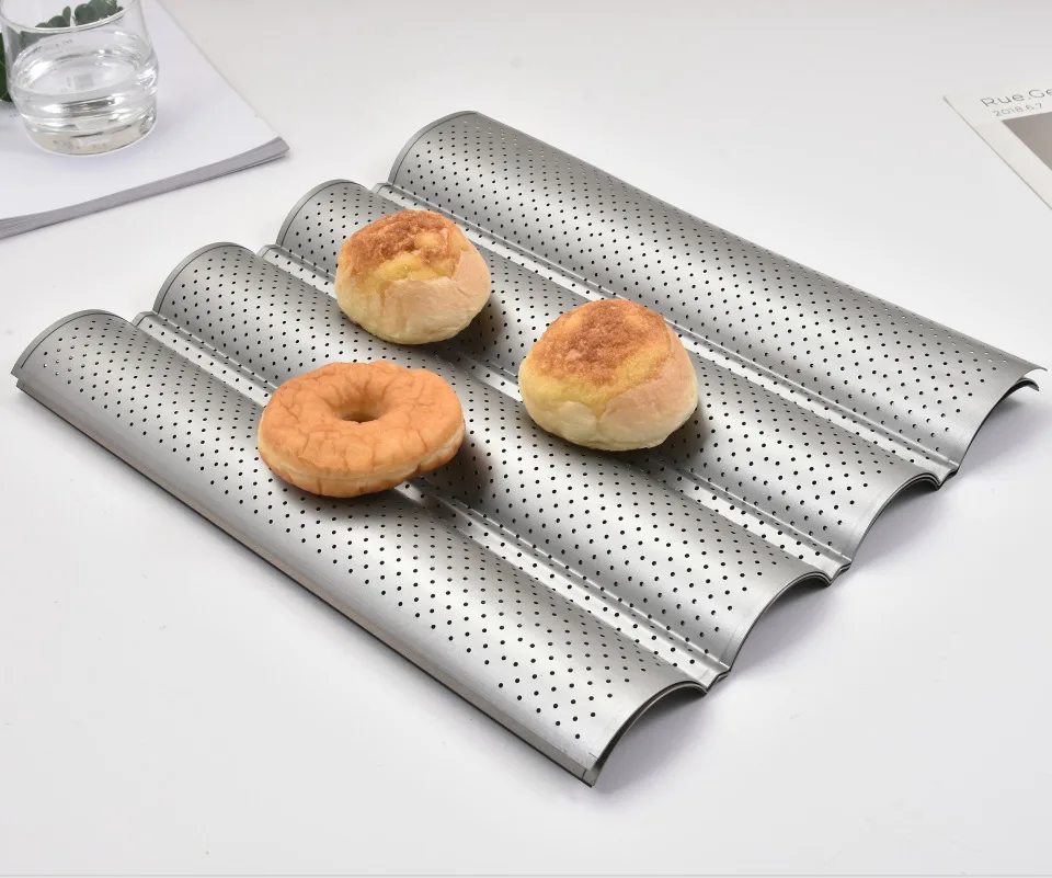 

Jerrydian French Bread Baking Pan 2/4 Groove Wave Loaves Loaf Bake Mold Non-Stick Bread Pans Baking utensils Tray Pastry Tools