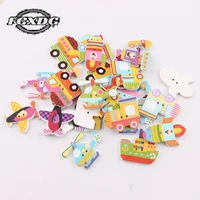 diy handmade decorative buckle cartoon car vehicle painted wooden buttons scrapbooking accessories wooden buttons for crafts