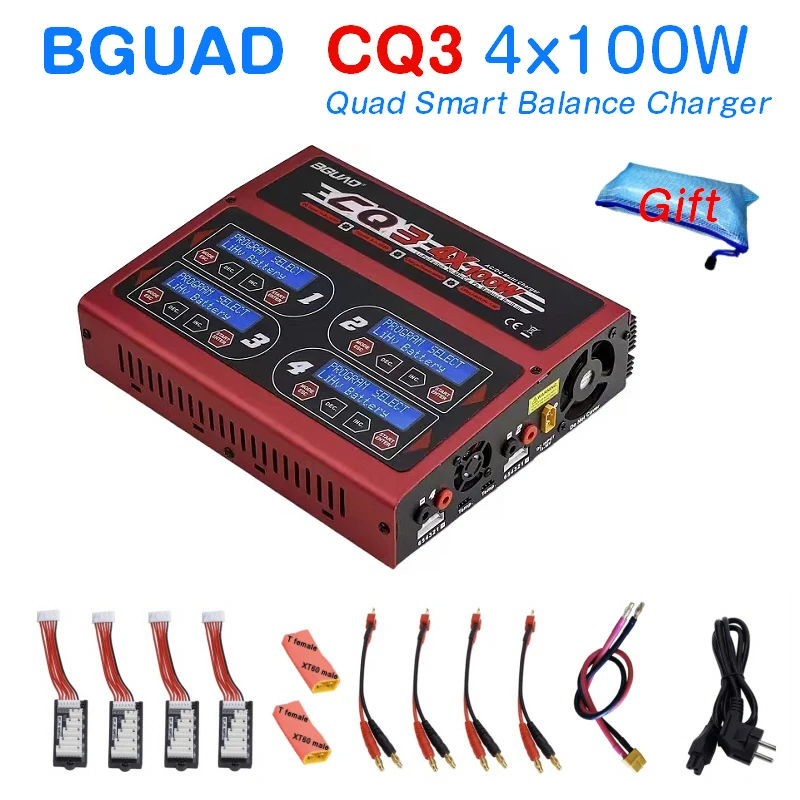 

BGUAD CQ3 100W x 4 RC Multi-Functions 4 channel Smart Intelligent Balance Charger for LiPo LiHV LiFe NiMH NiCd Pb Battery