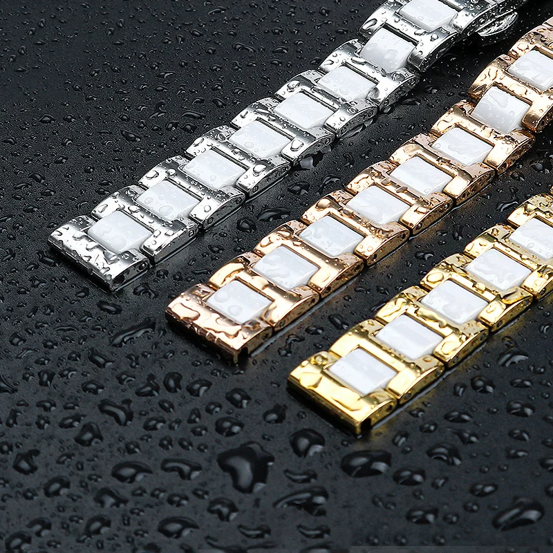 Браслет керамический женский из нержавеющей стали с застежкой-бабочкой 20 мм