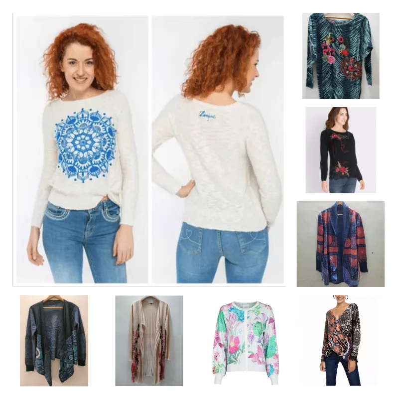 

Spain winter and autumn fit long-sleeved knitted sweater printed gold silk sweater new product hot style