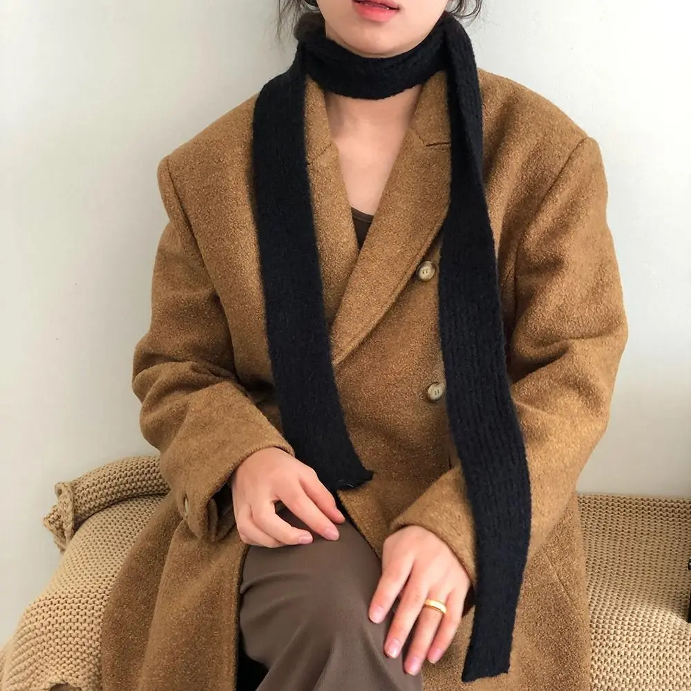 Универсальная однотонная шерстяная шаль Harajuku Y2K вязаный шарф сохраняющий тепло