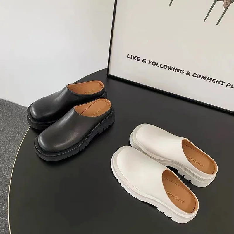 

Туфли женские кожаные с закрытым носком, лоферы, высокая платформа, высокий каблук, черные, на лето