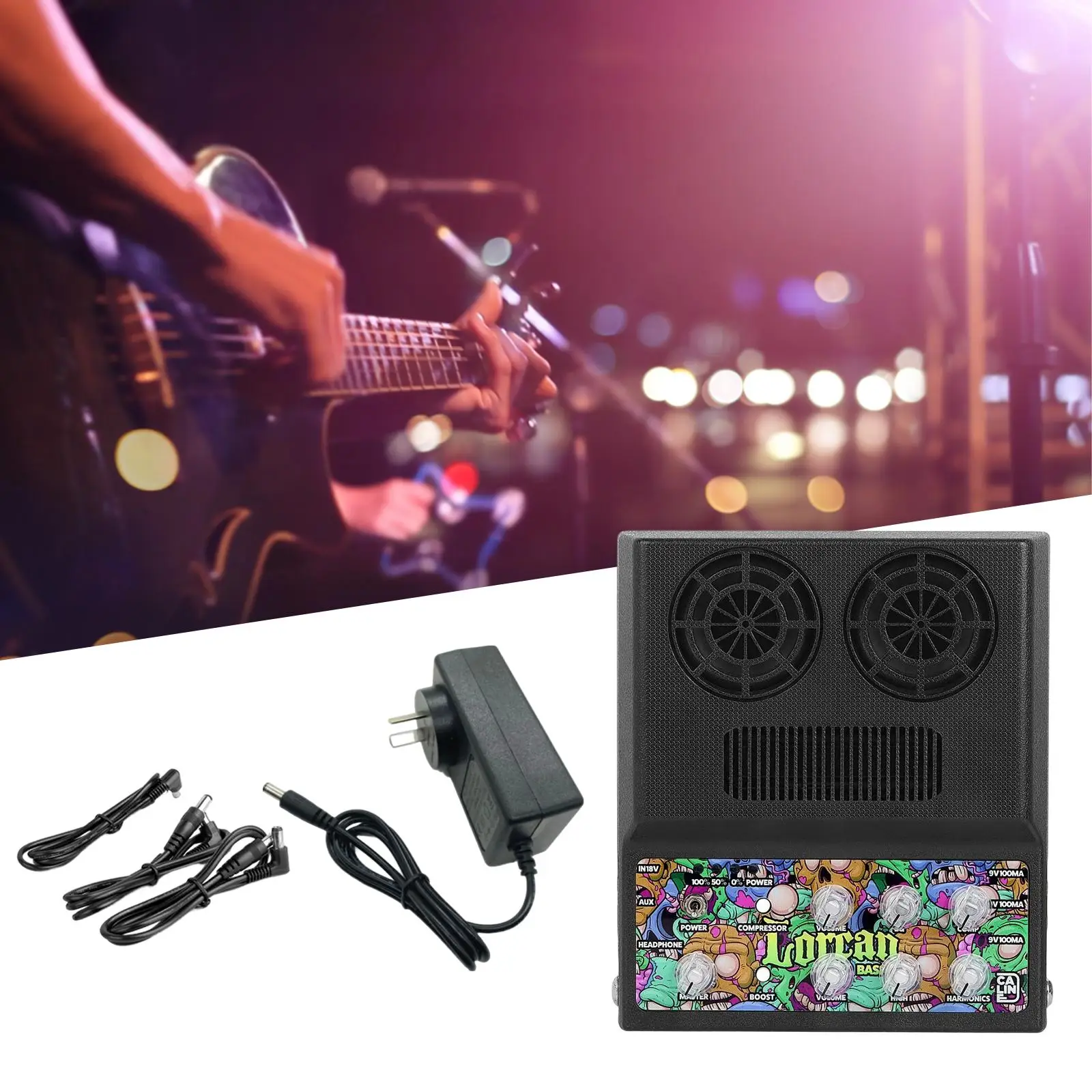 

10W Electric Bass Amp Compressor Boost Effect Multipurpose Combo Amplifier Speaker for Music Accompany Bass Practice AU Adapter