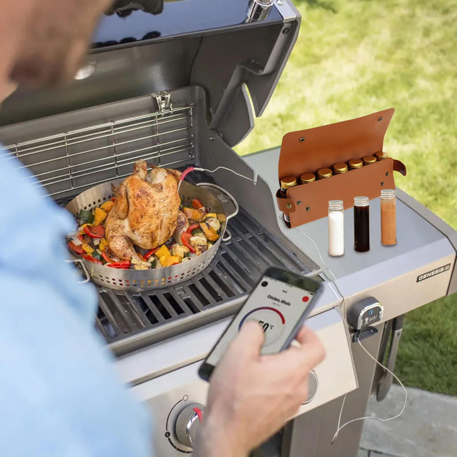 7 шт./компл. походная банка для специй с кожаной сумкой портативная фотобутылка