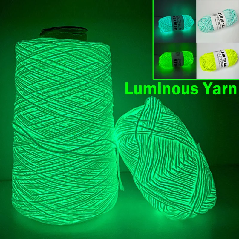 1 Roll Luminous Yarn Glowing Polyester Yarn for Knitting Braided Crochet DIY Carpet Sweater Keychain Ornament Glow In Dark Yarn