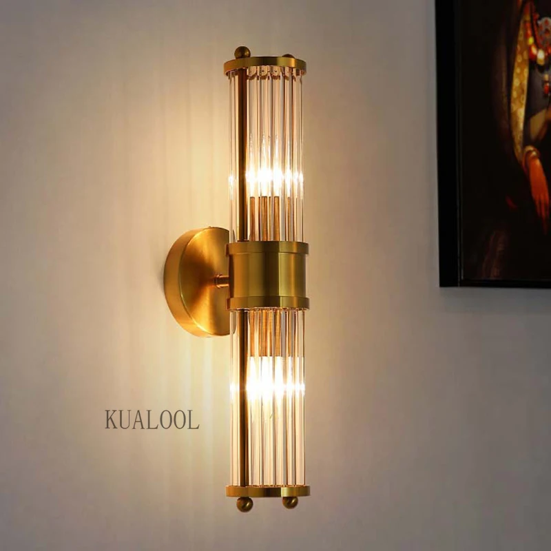 Lâmpada de Parede Italiano para Sala Cristal Luxo Designer Estar Quarto Cabeceira Arandela Iluminação Decoração Casa Luz Vidro Ouro