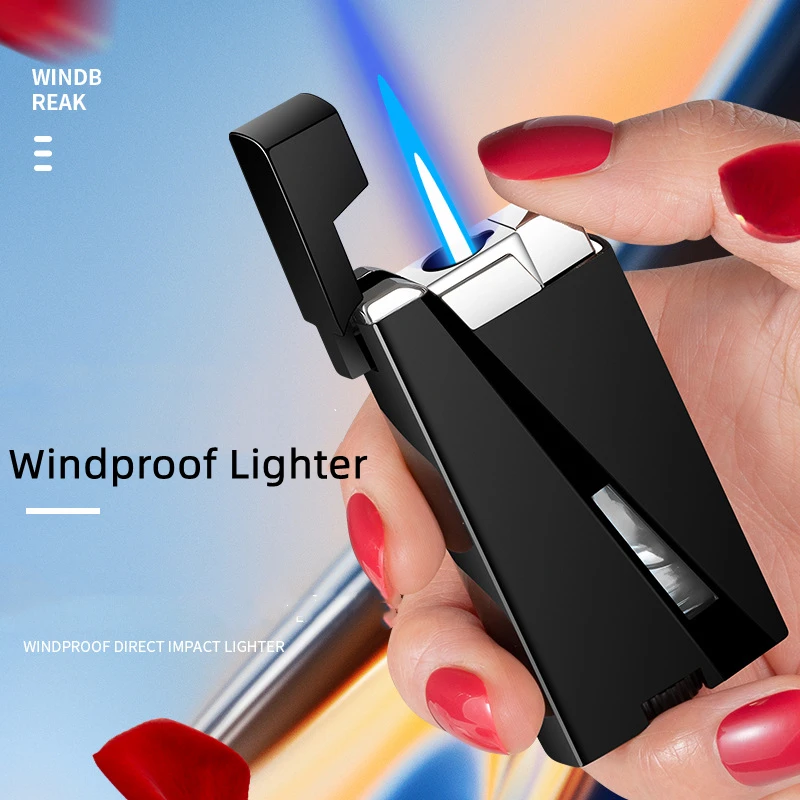 

New Windproof Torch Gas Metal Lighters Refill Blue Flame Cigarette Butane Lighters Jet Household Lighter Inflated Bar Gadgets