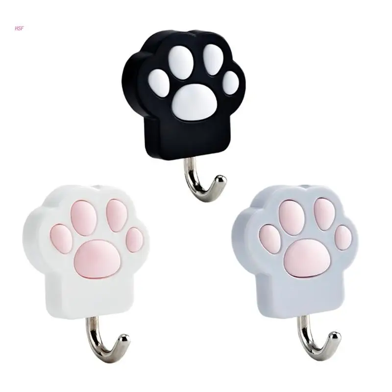 

Coat Hook Self Adhesive Punch Free Wall Hook Cats Paw Shape Waterproof Hanger