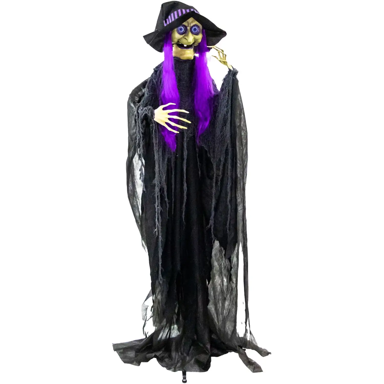 

Haunted Hill Farm 6-Ft. Belladonna the Purple-Haired Witch with Animated Eyes | Indoor or Covered Outdoor Halloween Decoration |