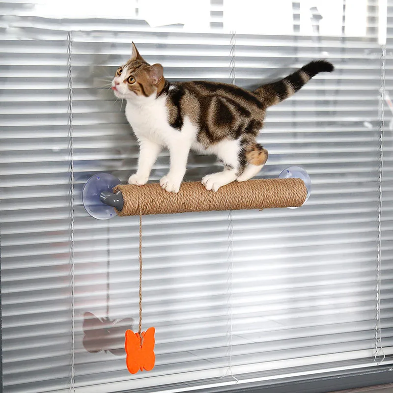 

Solid Wood Cat Climbing Frame Sisal Anti-Scratch Scratching Post Claw Board Interactive Toy With Bell Kittens Cat Nail Scratcher